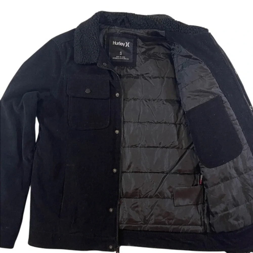 Men's Hurley Black Corduroy‎ Sherpa Collar Jacket S